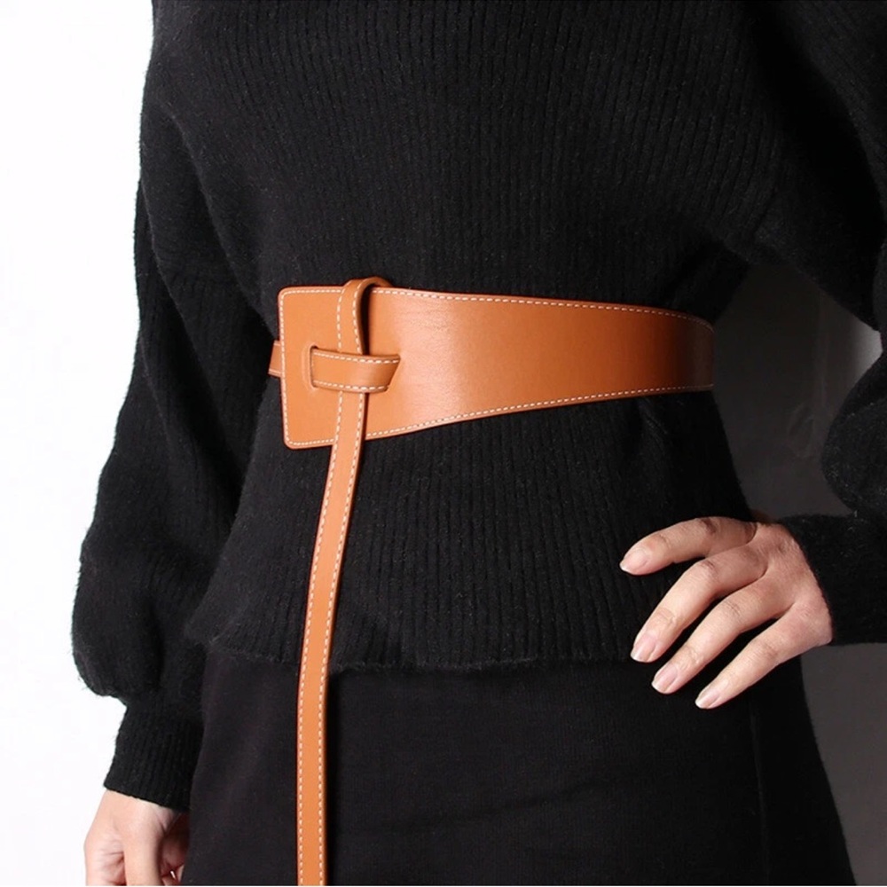 Belts! Brown Belt Irregular Shape Adjustable Knot Long Waistband Suit Corset